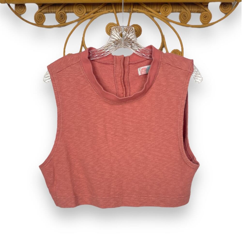 Free People Beach linen blend crop tank pink S